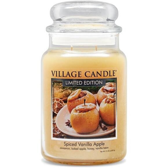 Spiced Vanilla Apple Large Glass Apothecary Jar Scented Candle 21.25 oz Ivory - Picture 1 of 5